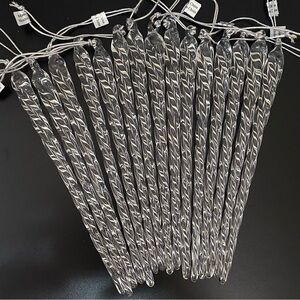15pcs Vintage Handblown Glass Twisted Clear Glass Icicles 7” Holiday Ornaments